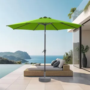 9ft Outdoor Patio Umbrella - Market Table Pool Deck Umbrella UPF50  UV Protection with Push Button Tilt, Crank and 8 Sturdy Ribs (Apple Green, No base)