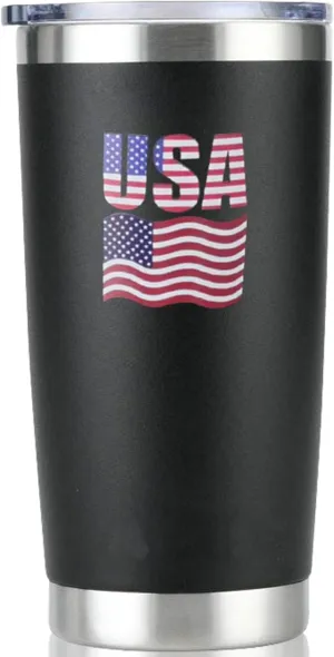 AAFEEN Coffee Tumbler Cup 20 oz | Double Walled Insulated Flask | Rust Proof Stainless Steel Hot and Cold Tumbler with Magslider Lid | Tea, Coffee Travel Mug for Men & Women with USA Flag Logo