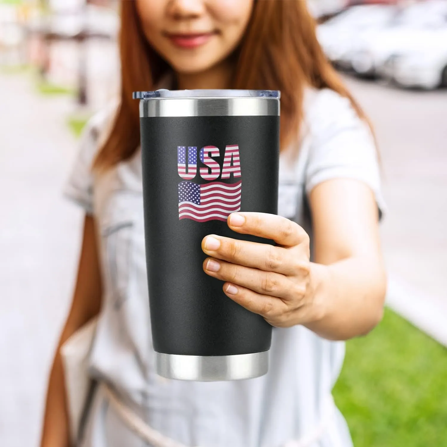 AAFEEN Coffee Tumbler Cup 20 oz | Double Walled Insulated Flask | Rust Proof Stainless Steel Hot and Cold Tumbler with Magslider Lid | Tea, Coffee Travel Mug for Men & Women with USA Flag Logo