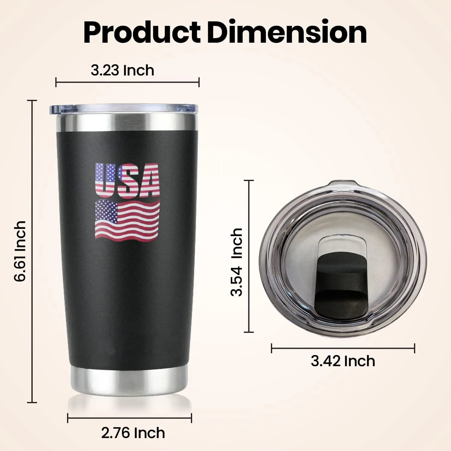 AAFEEN Coffee Tumbler Cup 20 oz | Double Walled Insulated Flask | Rust Proof Stainless Steel Hot and Cold Tumbler with Magslider Lid | Tea, Coffee Travel Mug for Men & Women with USA Flag Logo