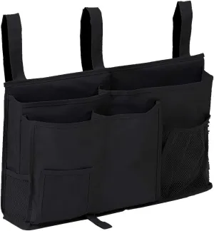 Aiduy Bedside Caddy Hanging Organizer, Bunk Bed Organizer for Top Bunk Bed, Bedside Pocket Hanging Storage Caddy Bag for Dorm Hospital Bed College Dorm, Black