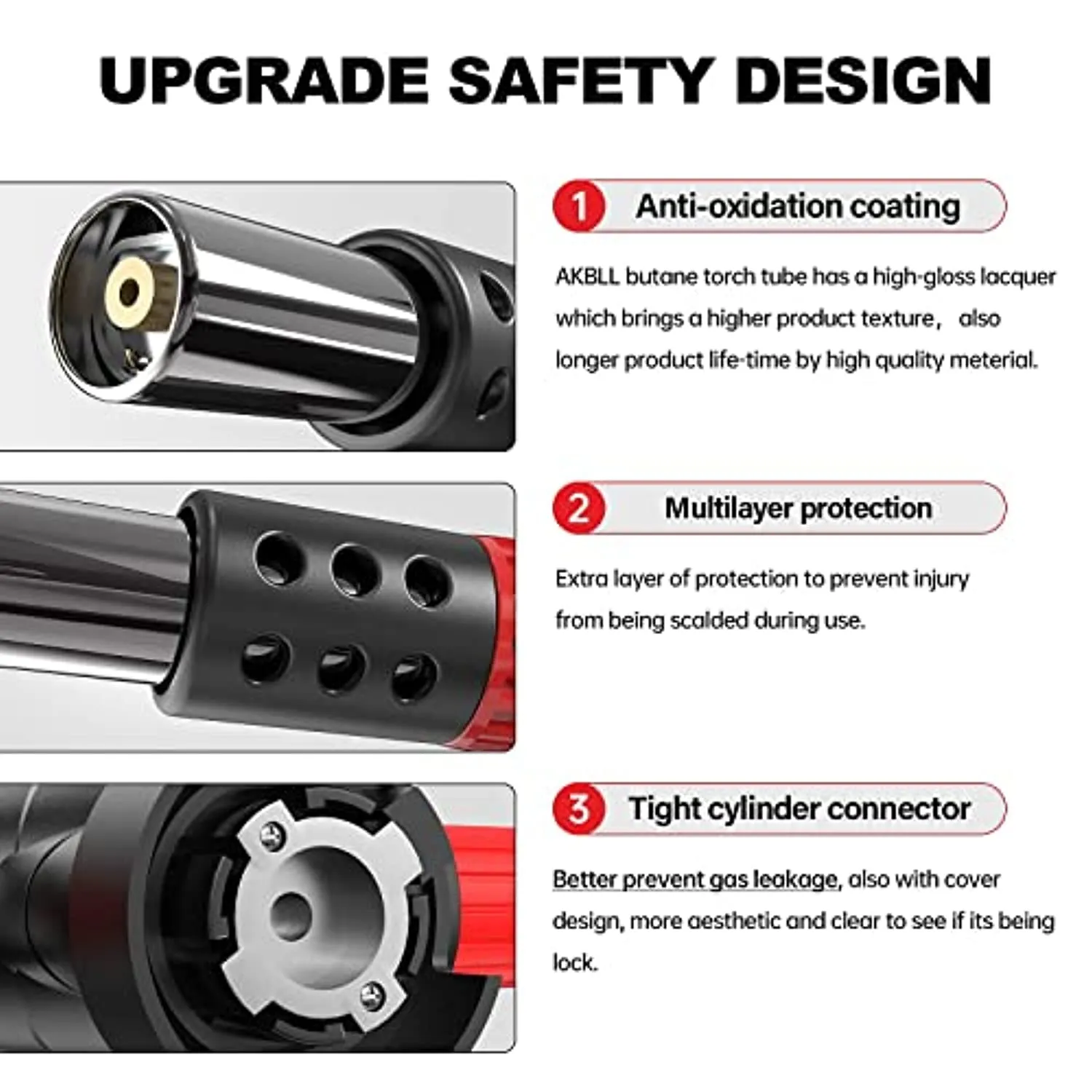AKBLL Butane Torch, Culinary Blow Torch- Professional Kitchen Cooking Torch Lighter with Adjustable Flame, Multiple use for baking, BBQ, Cooking, Creme, Desserts and etc.(Butane Canister Not Included)