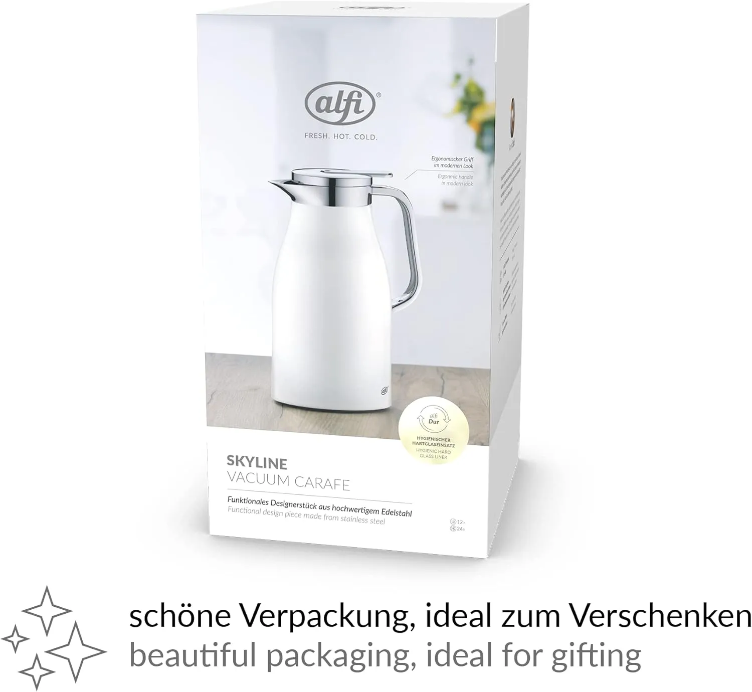 ALFI Thermos Flask, Stainless steel Plastic Glass, Cool Grey, 1 Litre