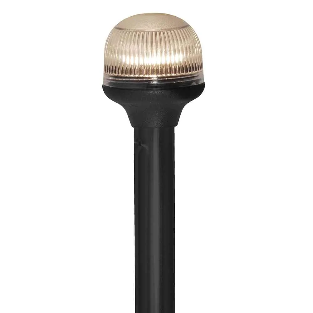 All-Around Fold-Down Incandescent Anti-Glare Lens Light - 12" Black Plastic Pole - 12V - Horizontal Comp Base
