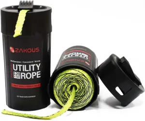 All Purpose Utility Rope Canister, 120 Feet 1100lb Strengh, 100% Nylon Rope Truck Car Vehicle Use - Versatile Usage for Camping Essentials, Hunting, Emergency Preparedness, Tow