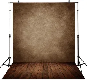 Allenjoy Fabric 6x8ft Abstract Brown Wall with Wood Floor Photo Backdrop for Only Under 3 Years Old Kids Pictures