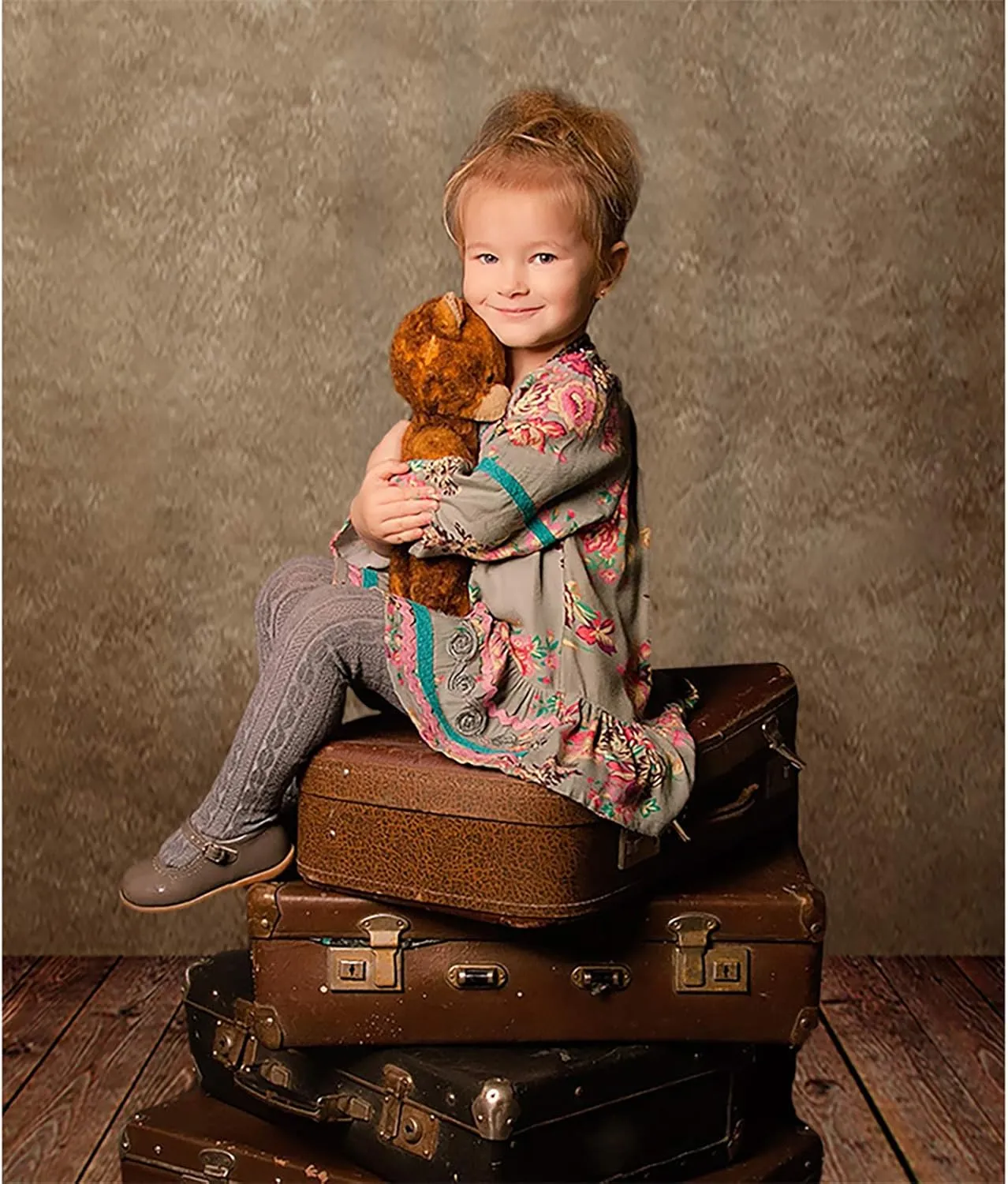 Allenjoy Fabric 6x8ft Abstract Brown Wall with Wood Floor Photo Backdrop for Only Under 3 Years Old Kids Pictures