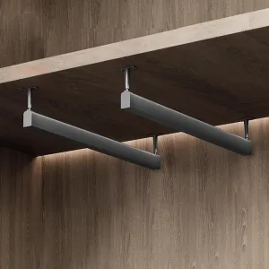 Aluminum Gray U-Shaped Closet Hanging Rods, Wall Mounted Wardrobe Pole with Silent & Anti-Slip Rubber Strip, Pack of 2 Home Bedroom Laundry Garment Bars(7.8in)