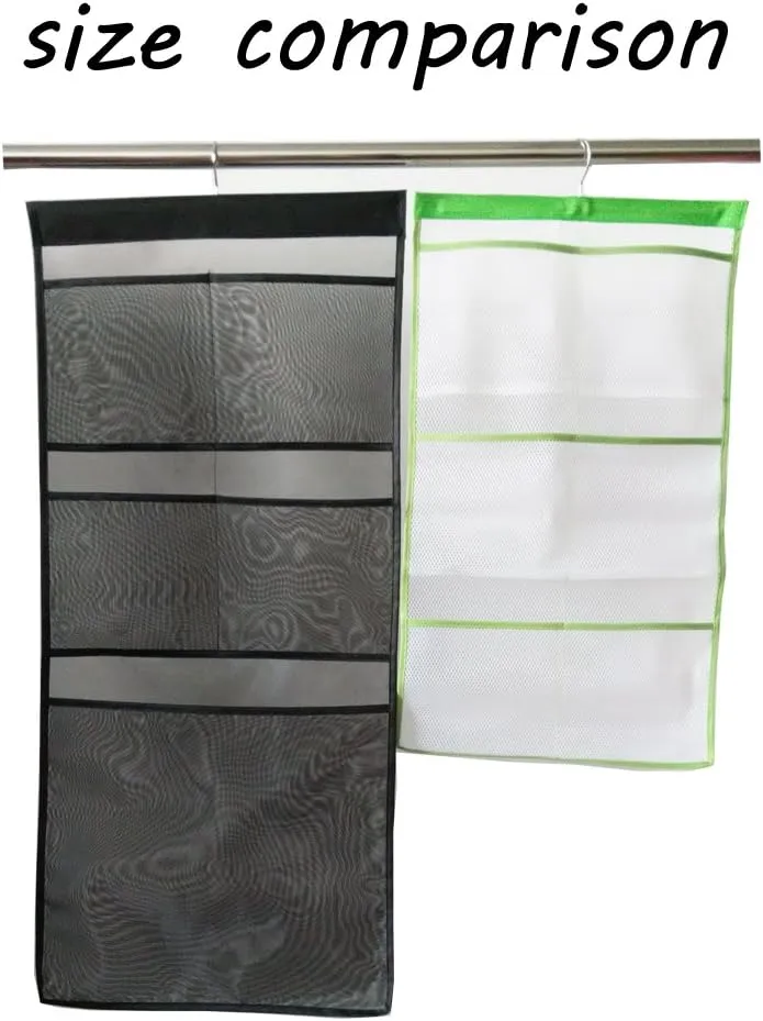 ALYER 6 Storage Pockets Hanging Mesh Shower Caddy,Space Saving Bathroom Accessories and Quick Dry Bath Organizer with Hanger,Black