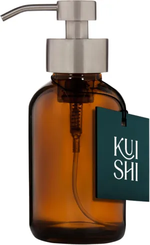 Amber Glass Foaming Liquid Soap Dispenser with Silver Pump,18oz Soap Bottle, UV Protective Amber Glass Container