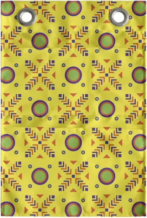Ambesonne Abstract Hanging Pocket Organizer, Demonstration of Geometrical Motifs Diagonal Elements in Summer Colors, Printed Polyester Storage Bag with Pockets, 14" x 20", Yellow and Multicolor