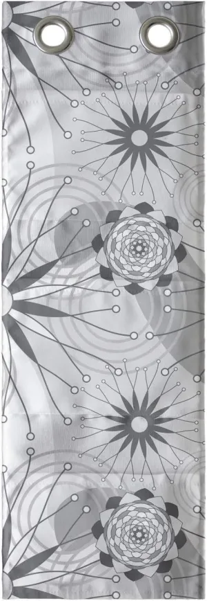 Ambesonne Abstract Hanging Pocket Organizer, Modern Surreal Interpretation of Geometrical and Concentric Flower Designs, Printed Polyester Storage Bag with Pockets, 9" x 27", Grey and White