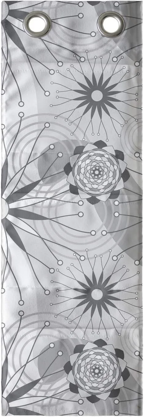 Ambesonne Abstract Hanging Pocket Organizer, Modern Surreal Interpretation of Geometrical and Concentric Flower Designs, Printed Polyester Storage Bag with Pockets, 9" x 27", Grey and White