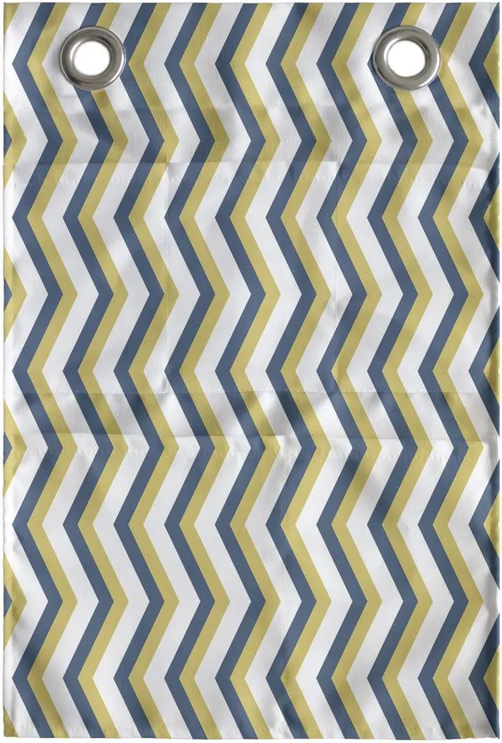 Ambesonne Chevron Hanging Pocket Organizer, Vertical Zigzags Demonstration Repeating Lines Pastel Color, Printed Polyester Storage Bag with Pockets, 14" x 20", Slate Blue Pale Green