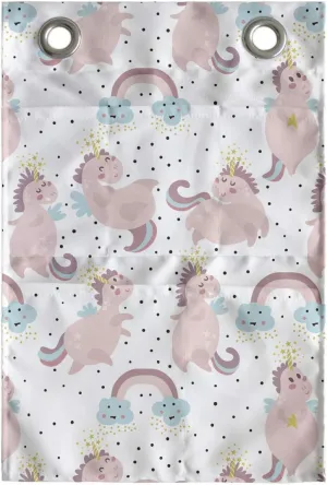 Ambesonne Fantasy World Hanging Pocket Organizer, Demonstration of Land Elements Funny Unicorns and Rainbows, Printed Polyester Storage Bag with Pockets, 14" x 20", White Multicolor