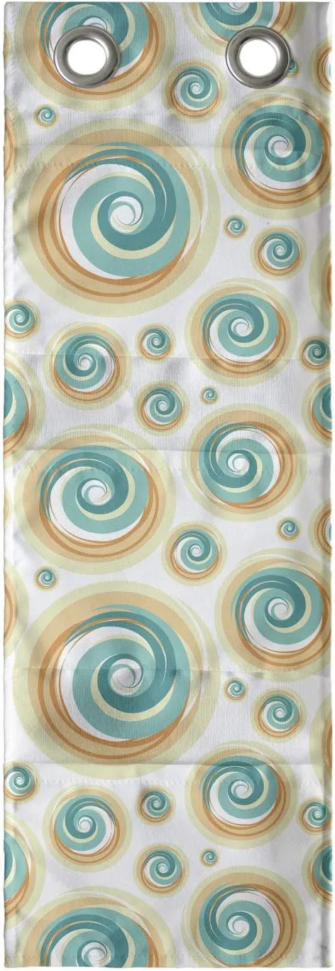 Ambesonne Geometric Circle Hanging Pocket Organizer, Trippy Paint Brush Rotary Spiral Circle Pattern Blurry Tiles Picture, Printed Polyester Storage Bag with Pockets, 9" x 27", Teal Orange