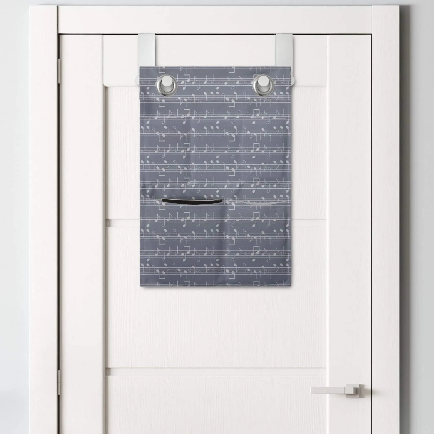 Ambesonne Grey Hanging Pocket Organizer, Piano Music Clay Motif Various Notes Beats Melody Rhythm Harmony Jazz, Printed Polyester Storage Bag with Pockets, 14" x 20", Pale Lavender