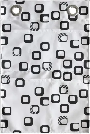 Ambesonne Modern Hanging Pocket Organizer, Demonstration of Monochrome Style Modern Round Squares with Stripes, Printed Polyester Storage Bag with Pockets, 14" x 20", Charcoal Grey and White