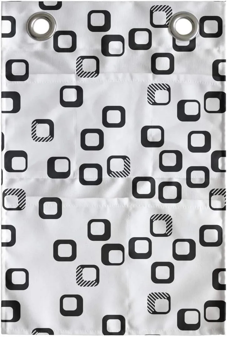 Ambesonne Modern Hanging Pocket Organizer, Demonstration of Monochrome Style Modern Round Squares with Stripes, Printed Polyester Storage Bag with Pockets, 14" x 20", Charcoal Grey and White