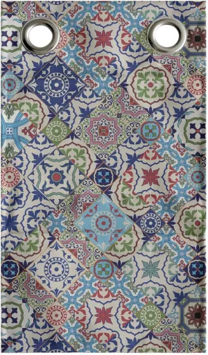Ambesonne Oriental Hanging Pocket Organizer, Patchwork of Diagonally Aligned Mosaic Tiles in Moroccan Ornamentation Style Print, Printed Polyester Storage Bag with Pockets, 9" x 16", Multicolor