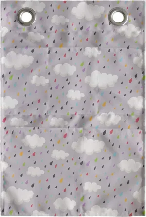 Ambesonne Rain Hanging Pocket Organizer, Colorful Pouring Tiny Droplets Pastel Color Rain Drops in Lilac Weather Background, Printed Polyester Storage Bag with Pockets, 14" x 20", Multicolor