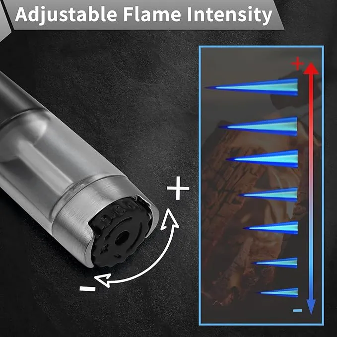Ambrogio.L 1300 ℃ Jet Torch Lighter Pen Style Adjustable Flame Refillable Gas Cigar Cigarette Lighter Fire Starter with Visible Gas Window,Black