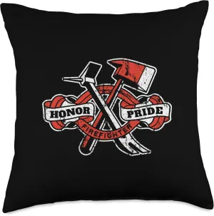American Firefighter & Fire Department Designs Honor Pride Firefighter Axe Halligan Fireman Fire Rescue Throw Pillow, 18x18, Multicolor