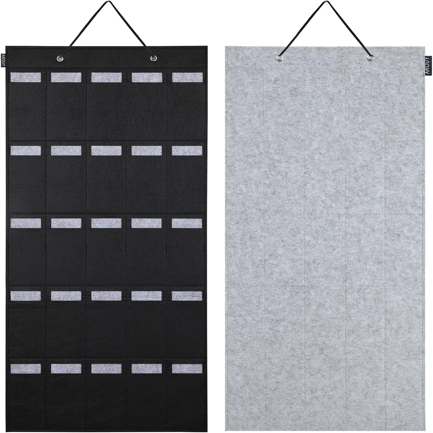 AROUY Sunglasses Organizer Storage, Hanging Wall Pocket Glasses Organizer - 25 Felt Slots Sunglass Organizer Holder Eyeglass Display with Sturdy Rope (Black, Large)