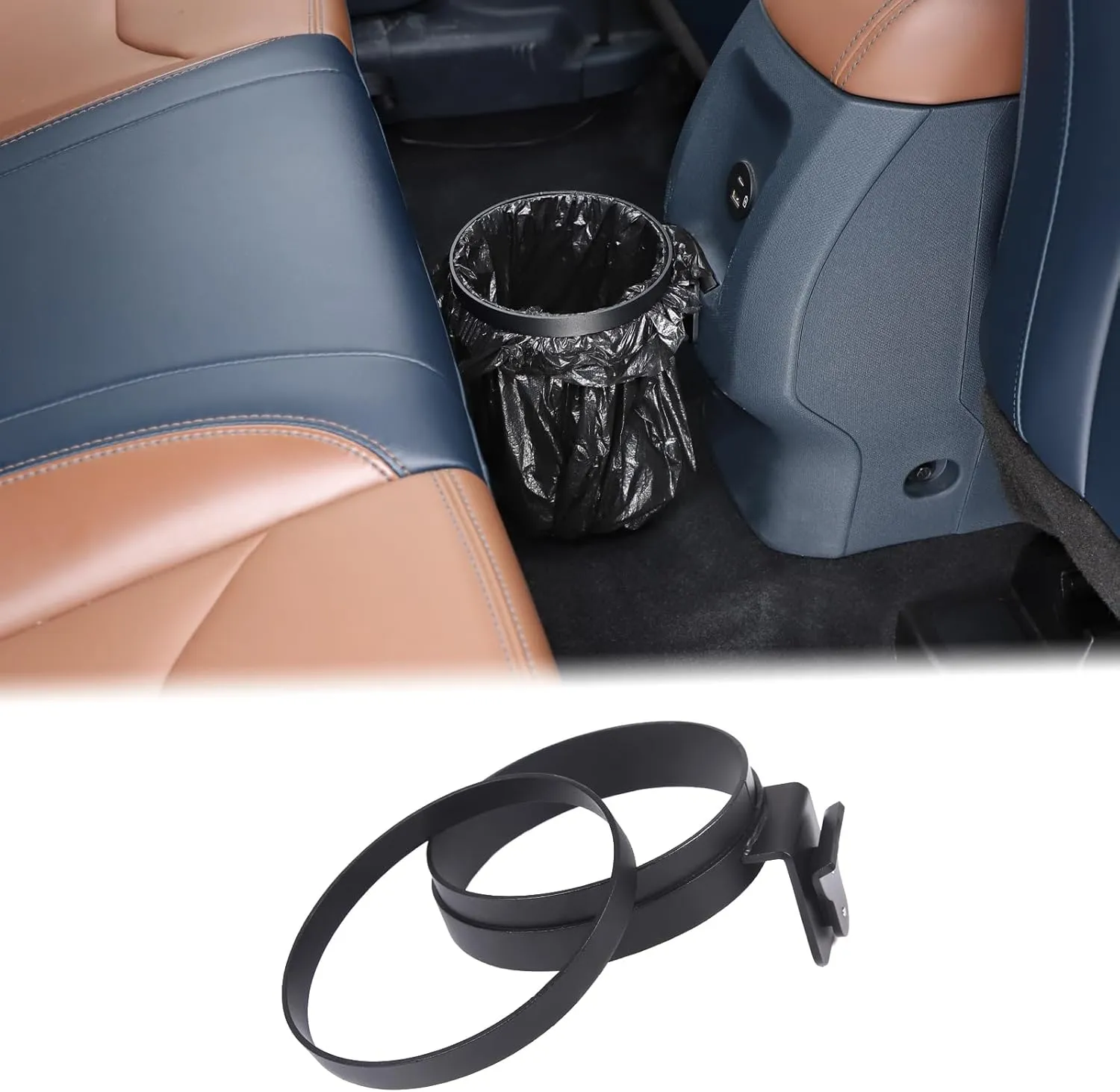 Aunginsy Garbage Bag Holder Compatible with Ford Maverick 2022 2023 2024 Pickup Truck Back Seat Trash Can Expander Organizer Trash Bin Garbage Bin Wastebasket Hanging Removable FITS Slot Accessories