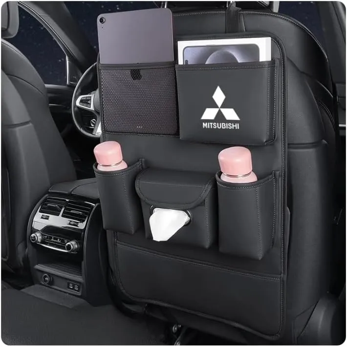 Auto Seat Back Multi Pocket Storage Bag For Mitsubishi Emeraude Endeavor FTO Galant Grandis GTO i i-MiEV L200 Lancer Lancer Evolution Automobile Seat Back Organisers,Black, normal