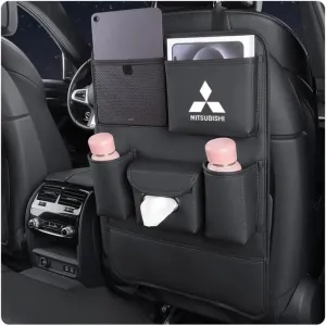 Auto Seat Back Multi Pocket Storage Bag For Mitsubishi Emeraude Endeavor FTO Galant Grandis GTO i i-MiEV L200 Lancer Lancer Evolution Automobile Seat Back Organisers,Black, normal