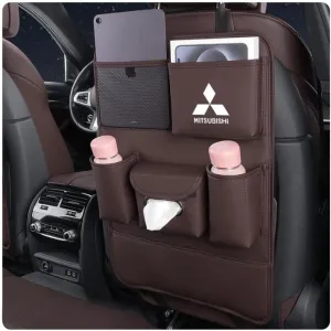 Auto Seat Back Multi Pocket Storage Bag For Mitsubishi Emeraude Endeavor FTO Galant Grandis GTO i i-MiEV L200 Lancer Lancer Evolution Automobile Seat Back Organisers,Brown2