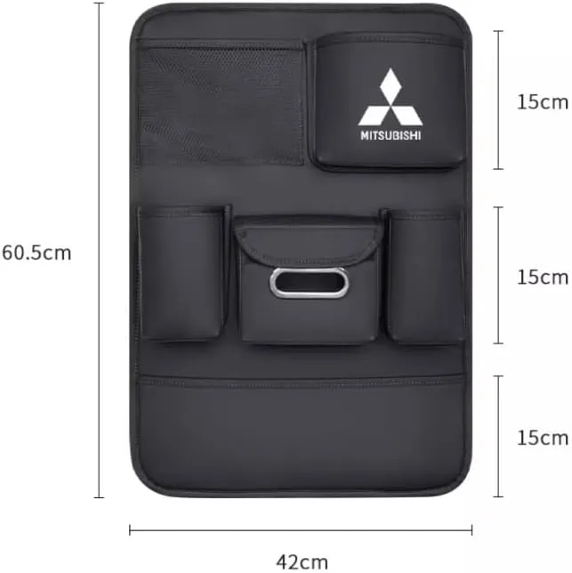 Auto Seat Back Multi Pocket Storage Bag For Mitsubishi Emeraude Endeavor FTO Galant Grandis GTO i i-MiEV L200 Lancer Lancer Evolution Automobile Seat Back Organisers,Brown2