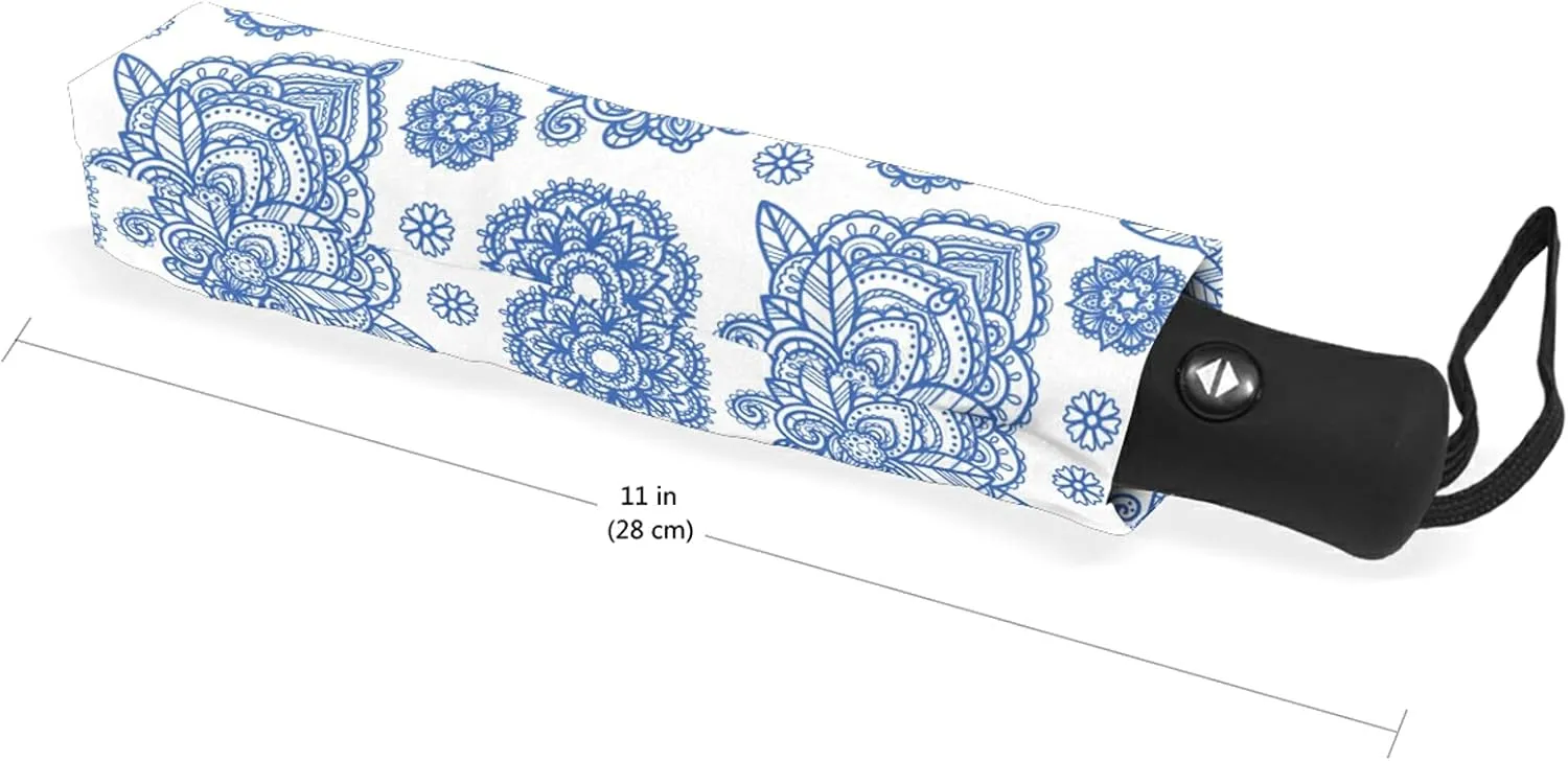 Automatic Folding Umbrella, Portable Strong Travel Rain Umbrella, Auto Open/Close Lightweight Compact Sun Anti-UV Parasol