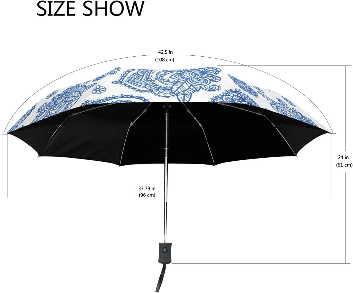 Automatic Folding Umbrella, Portable Strong Travel Rain Umbrella, Auto Open/Close Lightweight Compact Sun Anti-UV Parasol