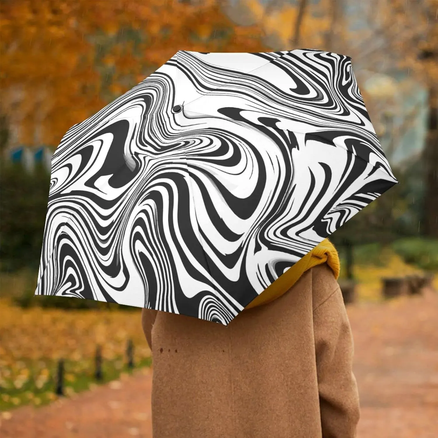 Automatic Lightweight Folding Umbrella, Auto Open/Close Portable Sun Travel Parasol, Compact Anti-UV Strong Rain Umbrella