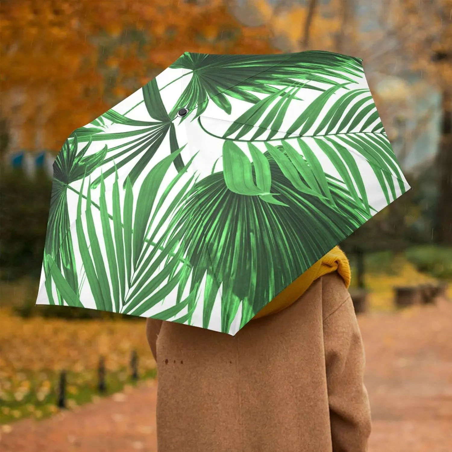 Automatic Lightweight Folding Umbrella, Auto Open/Close Portable Sun Travel Parasol, Compact Anti-UV Strong Rain Umbrella
