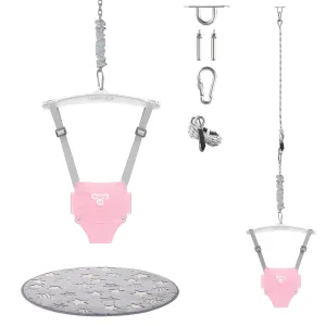 Baby Jumper with a Ceiling Hook for Infant & Toddlers, Kids Door Jumper with Adjustable Chain, Protable Baby Jumpers and Bouncers for Indoor/Outdoor, Baby Doorway Jumper with Soft Rug