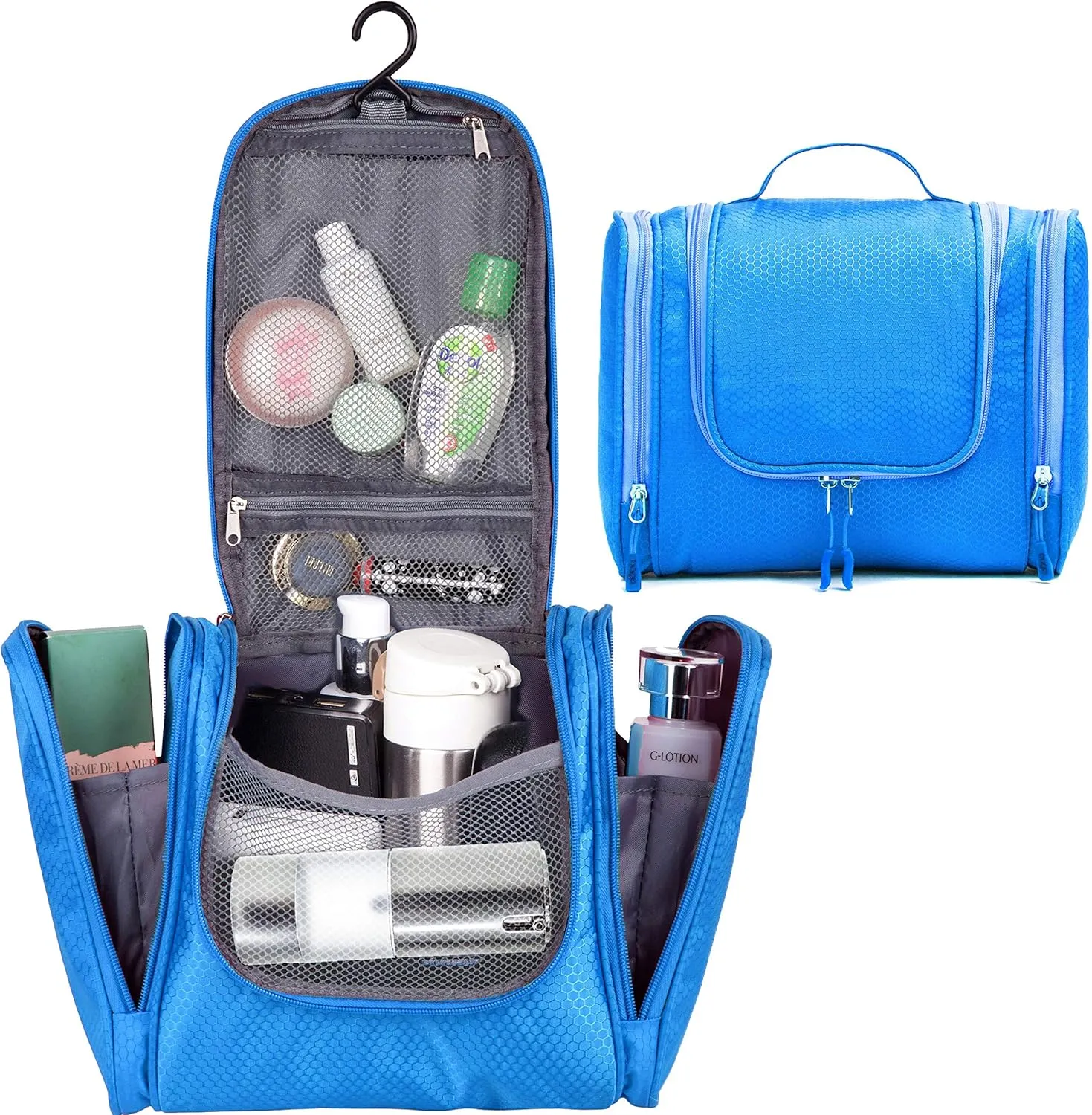 bago Travel Toiletry Bag for Women and Men - Large Waterproof Hanging Large Toiletry Bag for Bathroom and Travel Bag for Toiletries Organizer -Makeup Bag (Blue)