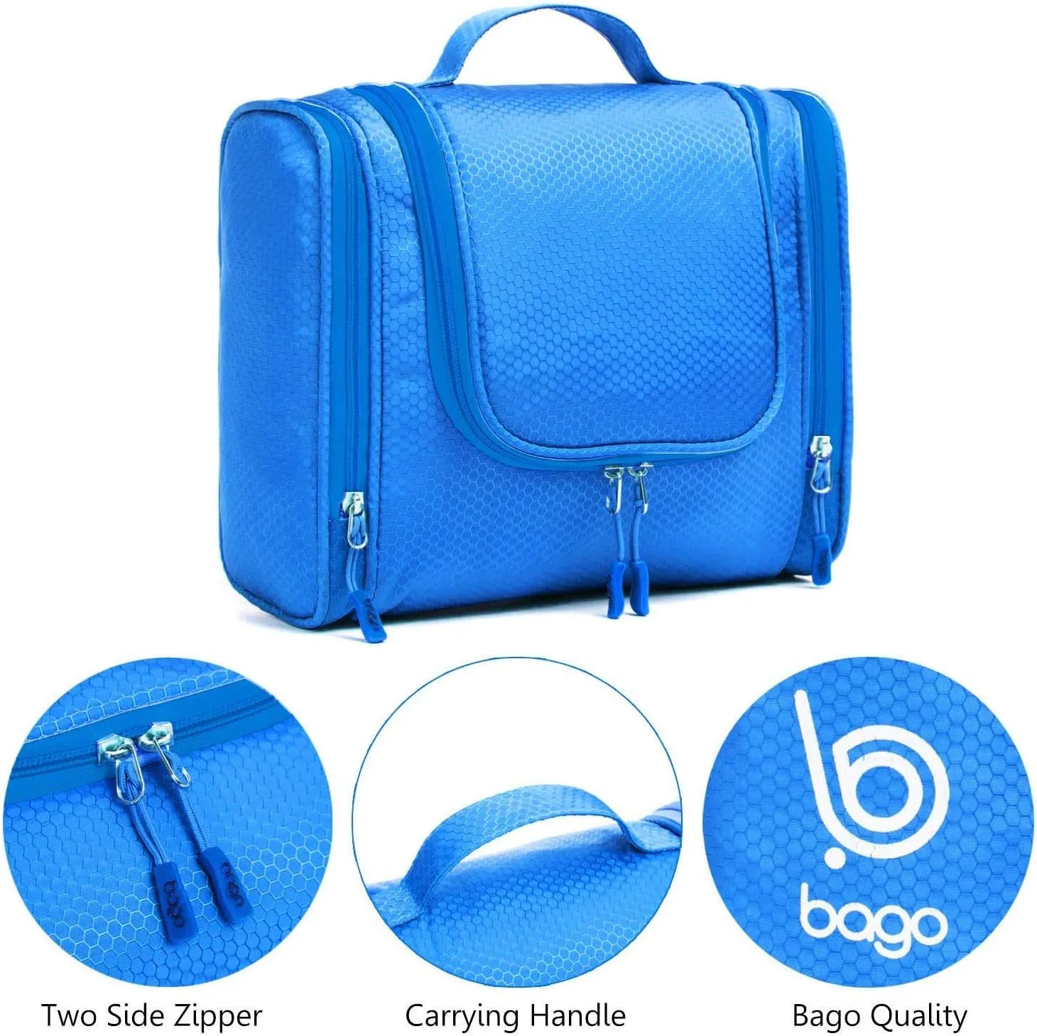 bago Travel Toiletry Bag for Women and Men - Large Waterproof Hanging Large Toiletry Bag for Bathroom and Travel Bag for Toiletries Organizer -Makeup Bag (Blue)