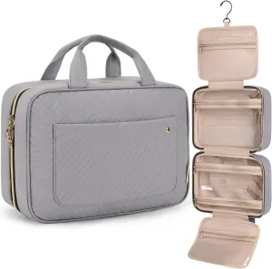 BAGSMART Toiletry Bag Travel Bag with Hanging Hook, Water-resistant Makeup Cosmetic Bag Travel Organizer for Accessories, Shampoo, Full-size Container, Toiletries