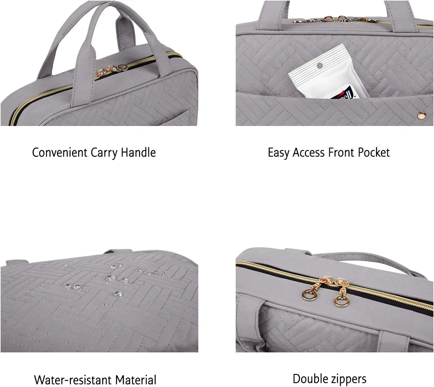 BAGSMART Toiletry Bag Travel Bag with Hanging Hook, Water-resistant Makeup Cosmetic Bag Travel Organizer for Accessories, Shampoo, Full-size Container, Toiletries