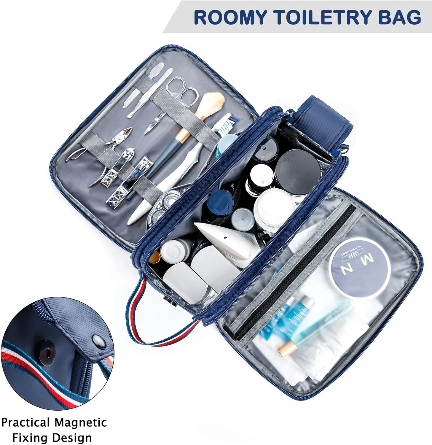 BAGSPRITE Large Toiletry Bag for Men, Women Travel Bag with Hanging Hook, Water-resistant Makeup Cosmetic Bag Shaving Kit Organizer, Bathroom Bag for Traveling