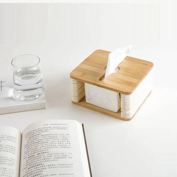Bamboo Tissue Box - Foldable Nordic Design Storage Solution