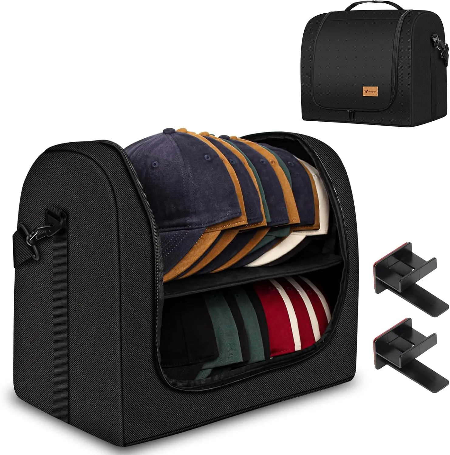 Baseball Cap Organizer Carrier, Hat Bag for Travel and Moving, Cap Traveling Case for Men, Portable Hat Storage box holder for 28 Caps Perfect for Home & On-the-Go (Black)