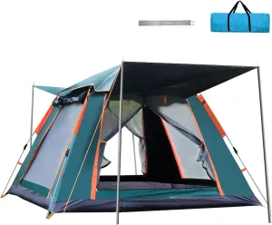Beach Tent Sun Shade Shelter 3-4 Person Full-Automatic Quick-Opening Beach Camping Tent Rainproof Multi-Person Camping Four-Sided Tent,