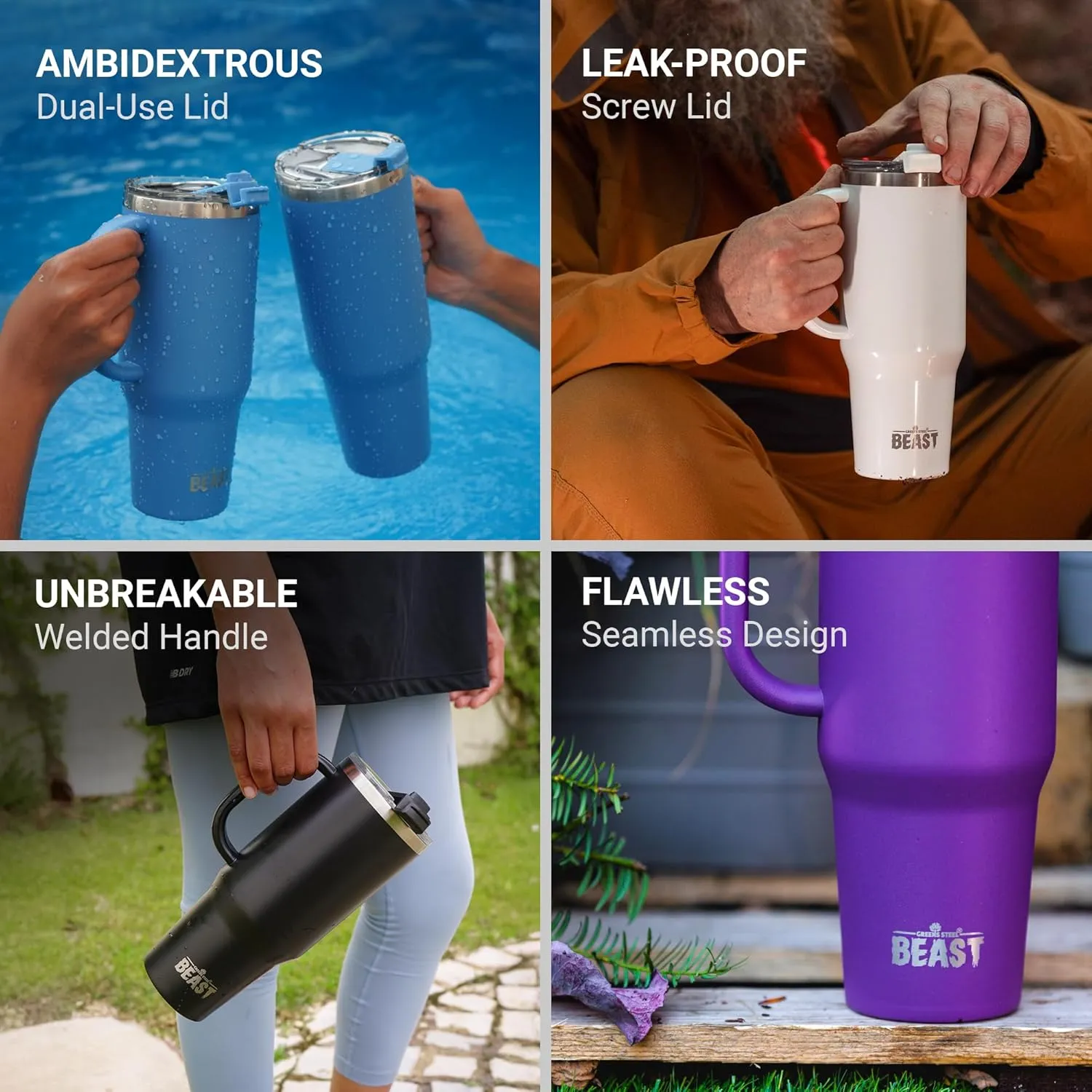 Beast 50 oz Tumbler Stainless Steel Vacuum Insulated Coffee Ice Cup Double Wall Travel Flask (Rainbow)