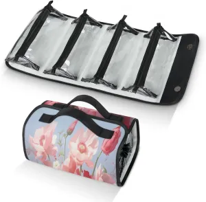 Beautiful Lovely Background Toiletry Bag Water Proof Travel Makeup Case Large Capacity 4 in 1 Foldable Cosmetics Storage for Women Men Removable Zipper Clear PVC Pockets