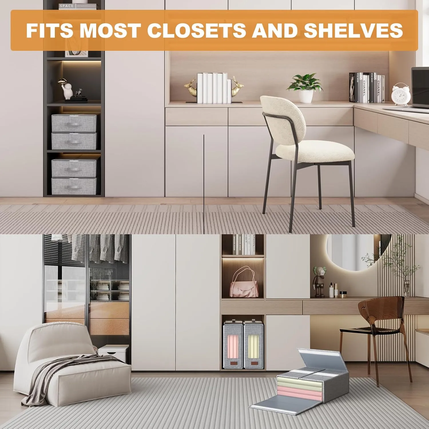 Bed Sheet Organizers Storage Foldable: Grey 6 Packs King/Queen Size with Window and Label - Bedding Container Linen Closet Box Under Bed for Blanket Duvet Cover Set - Eco-Friendly Home Essentials