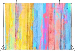 BELECO 10x10ft Fabric Colored Wooden Planks Background Graffiti Paint Wood Backdrops for Photography Baby Kids Boy Girl Adult Portrait Photoshoot Baby Shower Birthday Party Decor Video Studio Props